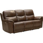 Kaden Power Reclining Sofa w/ Lumbar in Jarod Brown Leather